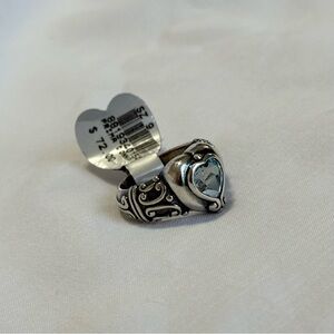 Brighton 925 SS Prima Donna heart chunky ring with blue topaz stone SZ:9